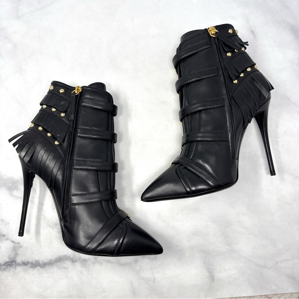 NEW Giuseppe Zanotti Yvette Jeti 110 Studded Fringe Pointed Toe Ankle Boots 38 - Picture 5 of 16